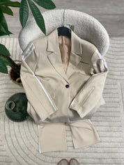 Ensemble blazer pantalon beige